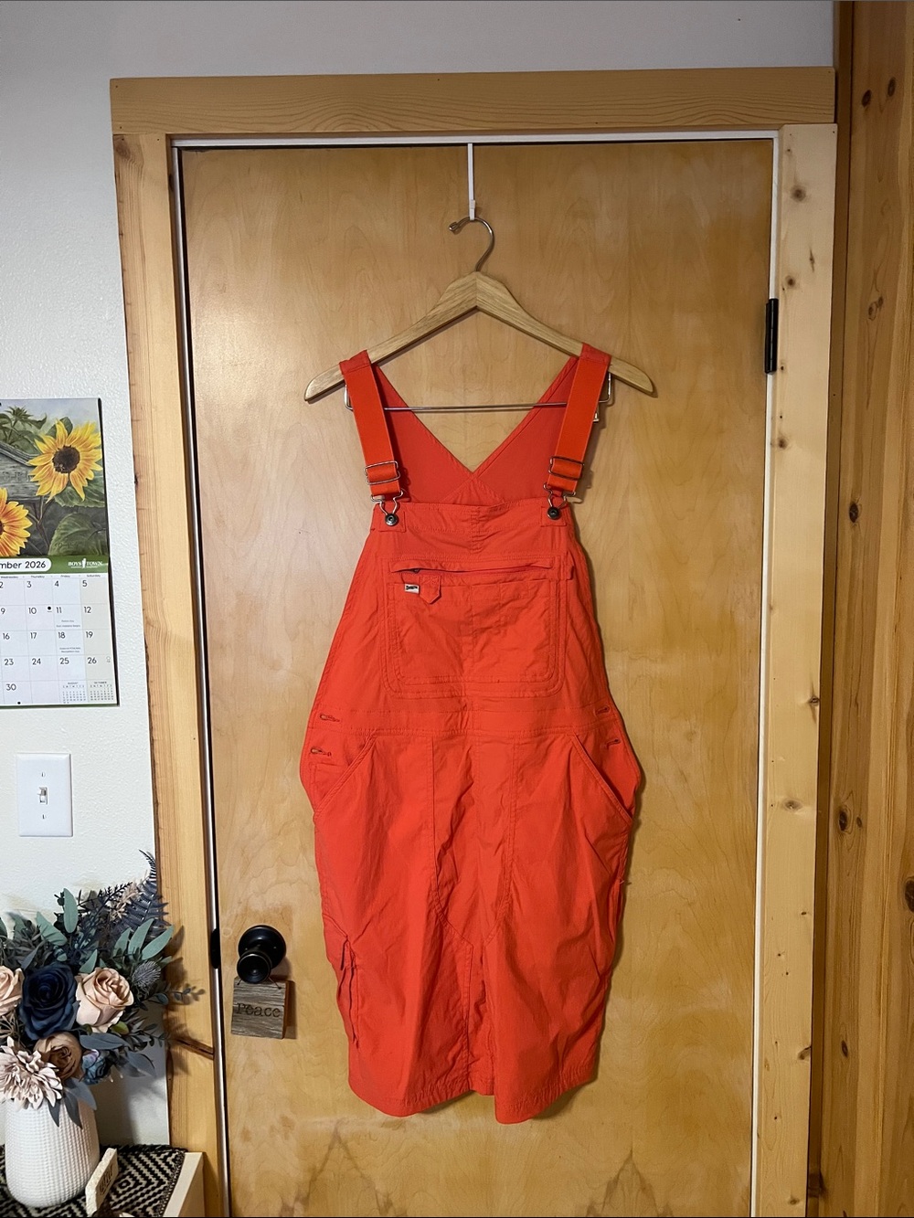 Duluth Trading Co Bright Orange Cotton Overalls Jumpsuit